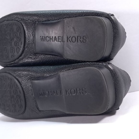 Michael Kors Loafers Women 9.5 Black Pebbled Leather Dangle Lock Slip On - Picture 15 of 16